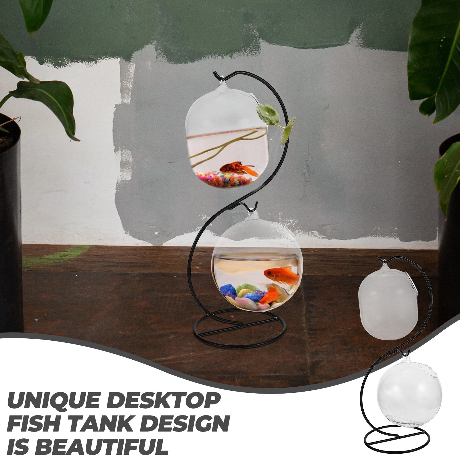 Aquarium Planted Fish Tank - 투명 데스크탑 어항 유리 수족관 세트