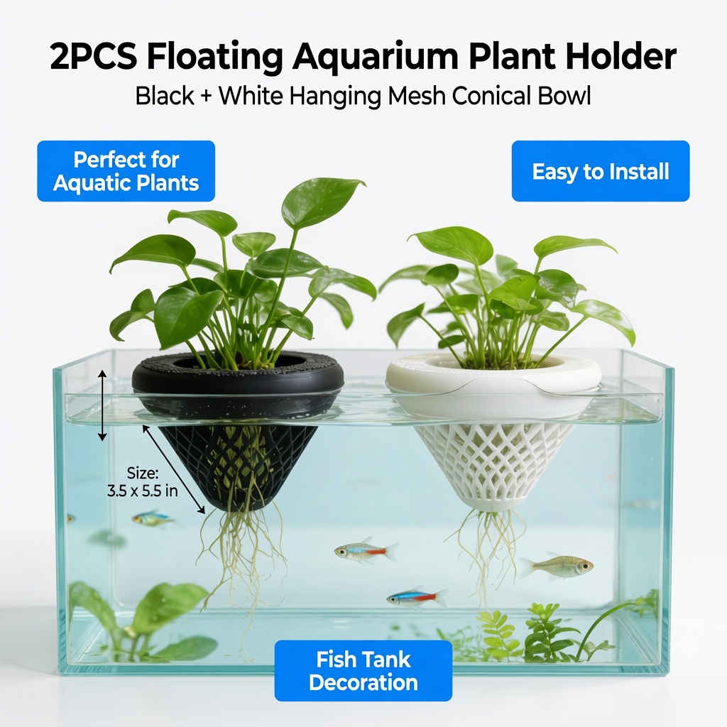 2PCS 플로팅 수족관 식물 홀더, 물고기 탱크용 걸이 - Aquarium Plant Design 리뷰 및 가격