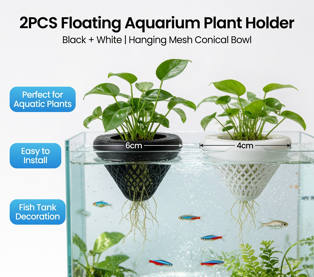 2PCS 플로팅 수족관 식물 홀더, 물고기 탱크용 걸이 - Aquarium Plant Design 리뷰 및 가격